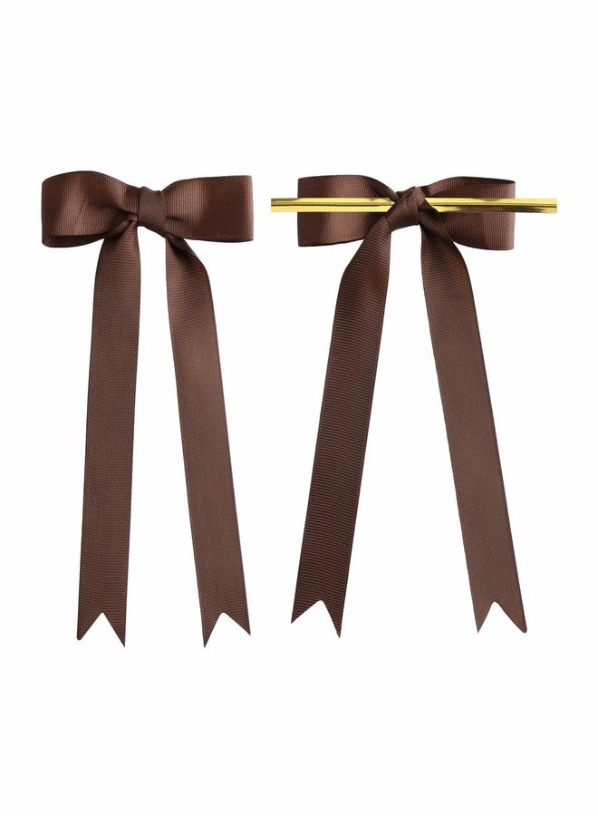 Meseey 30 Pcs 5 x 7 Inch Brown Grosgrain Ribbon Bows with Twist Tie Gift Bows for Gift Wrapping, Crafts, Parties (Brown,Width of 1") - Image 3